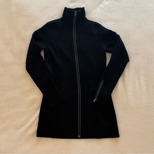 Stylish Athleta Full Zip Wool Blend Black Knit Sweater Coat XXS